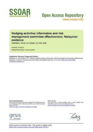 Hedging activities information and risk management committee effectiveness: Malaysian evidence