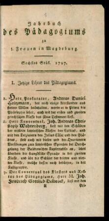 Sechstes Stük. 1797