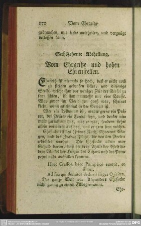 Sechszehente Abtheilung. Vom Ehrgeitze und hohen Ehrenstellen