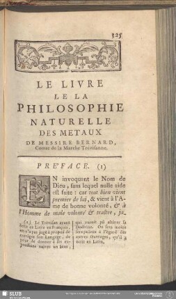 Le Livre Le La Philosophie Naturelle Des Metaux De Messire Bernard, Comte de la Marche Trévisanne
