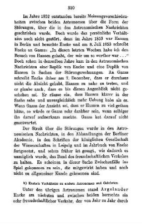 h) Encke's Verhältniss zu andern Astronomen und Gelehrten