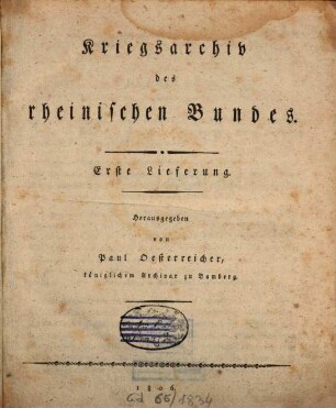 Kriegsarchiv des rheinischen Bundes, 1
