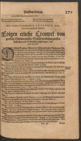 De Seditionibus Et Pugnis ... Folgen etliche Exempel von grossem Blutvergiessen ...