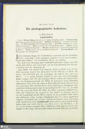 Dritter Teil. Die photographische Aufnahme