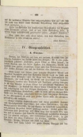 IV. Geographisches