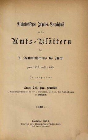 Amtsblatt des Königlichen Staatsministeriums des Innern. [23, b]. 1896