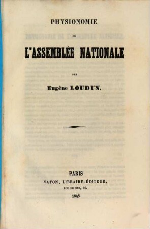 Physionomie de l'Assemblée Nationale