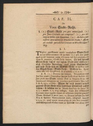 Cap. II. De Voce Stadt-Recht.