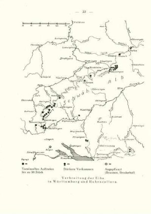 Verbreitung der Eibe in Württemberg und Hohenzollern