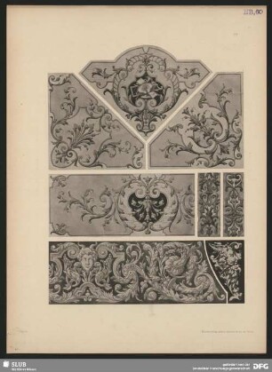 Decorations-Motive zum allgemeinen Gebrauch. Bordüren mit Instrumenten und Arabesken