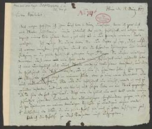 Konzept eines Briefes von Beethoven an Ignaz Moscheles von der Hand Schindlers