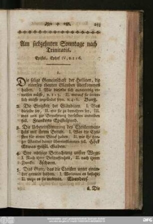 Am siebzehnten Sonntage nach Trinitatis. Epistel, IV, v. 1 - 6.