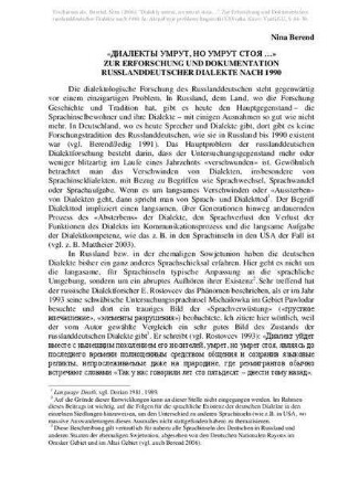 "Dialekty umrut, no umrut stoja..." : zur Erforschung und Dokumentation russlanddeutscher Dialekte nach 1990