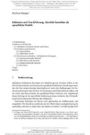 Exklusion und ihre Erfahrung. Identität herstellen als sprachliche Praktik