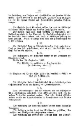 Reglement für die Königliche Universitäts-Bibliothek zu Göttingen : [II. Universitäten, Akademien, etc.]