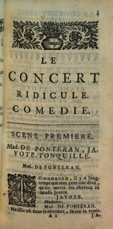 Les Oeuvres De Monsieur Palaprat. 1[,3], Le Concert Ridicule : Comedie