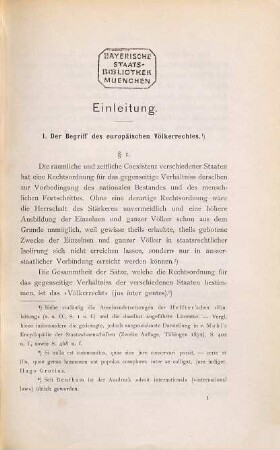 Das europäische Völkerrecht der Gegenwart : für Studierende und Gebildete aller Stände systematisch dargestellt