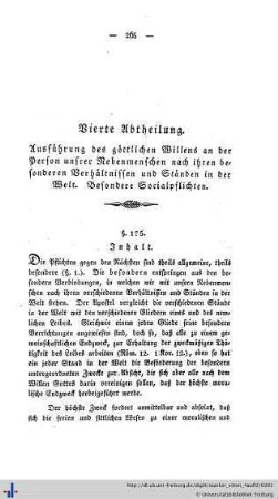 Vierte Abtheilung. Ausführung des göttlichen Willens an der Person unserer Nebenmenschen.