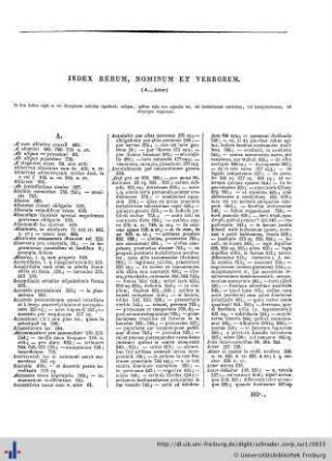 Index alphabeticus rerum, nominum et verborum.