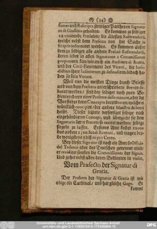 Vom Praefecto der Signatur di Gratia.