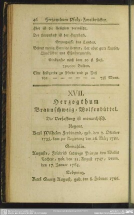 XVII. Herzogthum Braunschweig-Wolfenbüttel