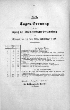 Tages-Ordnung No. 9. (96-106), 16. Juni 1915