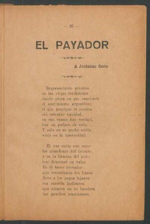 El payador : A Jerónimo Costa