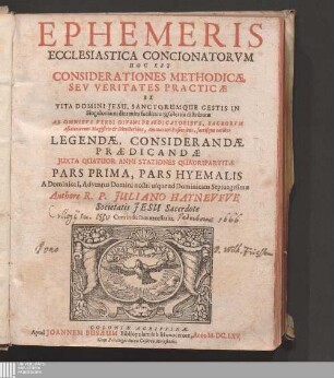 Pars Prima: Pars Hyemalis : A Dominica I. Adventus Domini nostri usque ad Dominicam Septuagesimæ