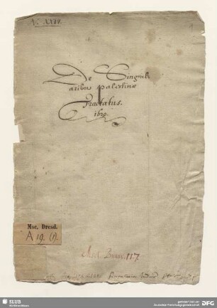 De singularibus Palaestinae tractatus - Mscr.Dresd.A.19,1