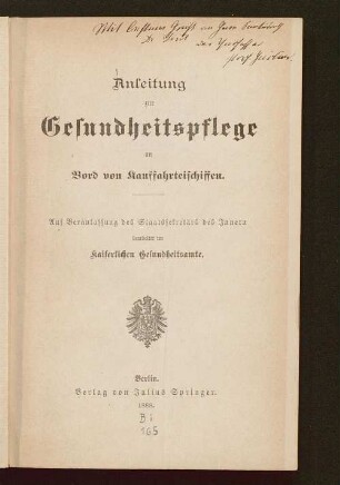 Anleitung zur Gesundheitspflege an Bord von Kauffahrteischiffen