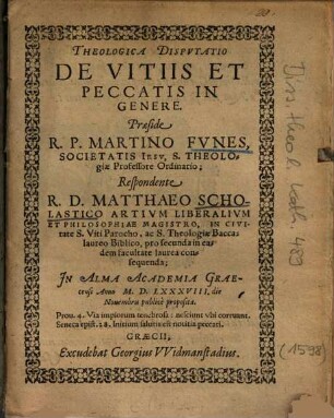 Theologica disputatio de vitiis et peccatis in genere