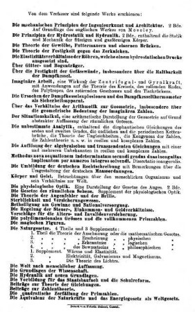 Von dem Verfasser erschienene Werke.