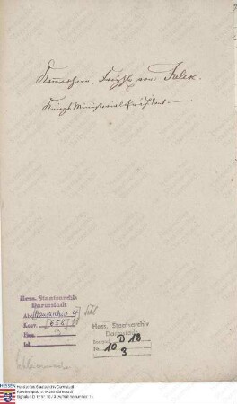Falck, [Georg Karl] Freiherr v., Generalmajor, Generaladjutant und Kriegsminister in Darmstadt
