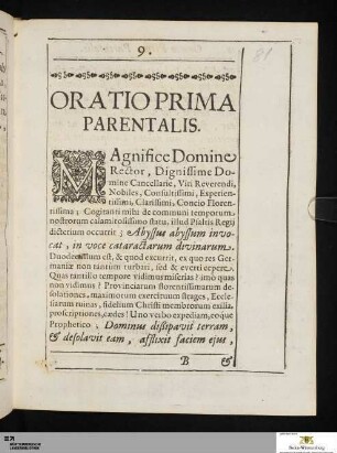 Oratio Prima Parentalis