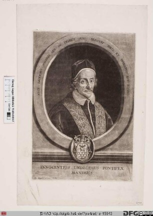 Bildnis Papst Innozenz XI. (Benedetto Odescalchi) (reg. 21. 9. 1676 - 12. 8. 1689)