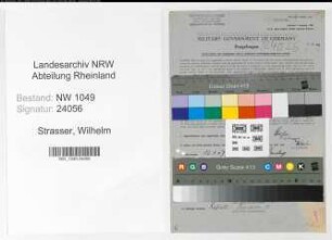 Entnazifizierung Wilhelm Strasser , geb. 12.03.1907 (Kaufmaennischer Angestellter)