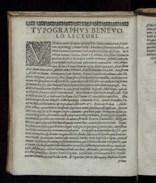 Typographus Benevolo Lectori