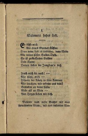I. Salomons hohes Lied.