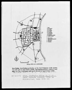 Stadtplan Kölns im 11. Jahrhundert