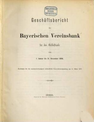 Geschäftsbericht. 1896