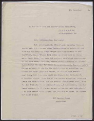 Schreiben an die Redaktion der Neudeutschen Bauzeitung, Otto Martzsch, Leipzig (Brief)