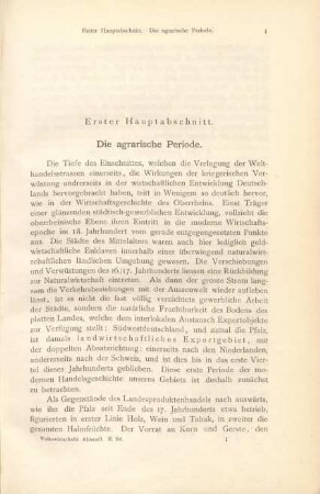 Die agrarische Periode.