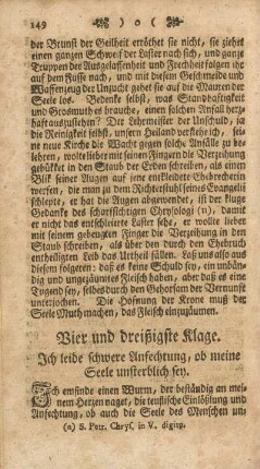 Vier und dreißigste Klage. Ich leide schwere Anfechtung, ob meine Seele unsterblich ist