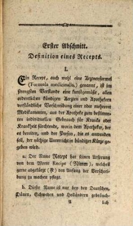 Das Receptschreiben : Nach einem zweckmäßigern Plan vorgetragen, und mit vielen zergliederten Exempeln praktisch erläutert, 1