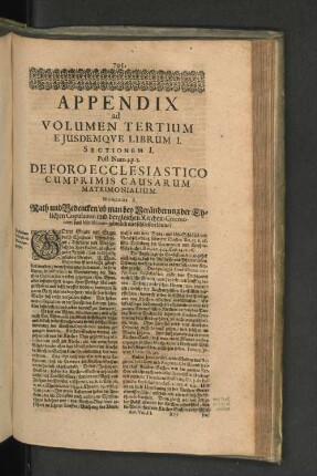 Appendix ad Volumen Tertium
