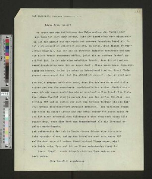 Brief an Hedwig Laage