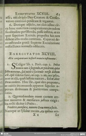 Exercitatio XCVIII. Aliae comparationes in simili materia instituuntur
