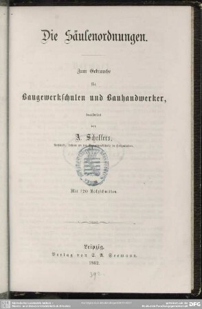 1: Die Säulenordnungen : zum Gebrauche für Baugewerkschulen und Bauhandwerker