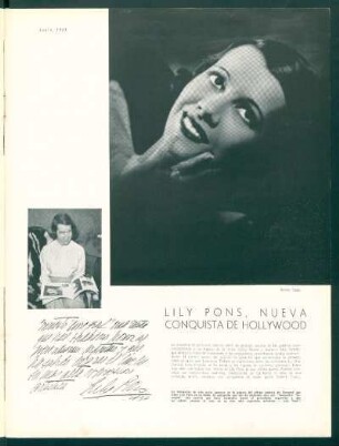 Lily Pons, nueva conquista de Hollywood