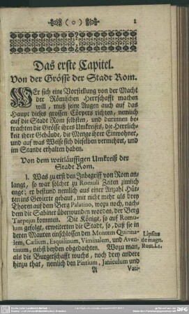 Das erste Capitel. Von der Grösse der Stadt Rom